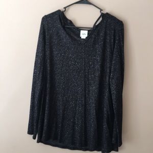 Daytrip reverse fleece cold shoulder sweater.
